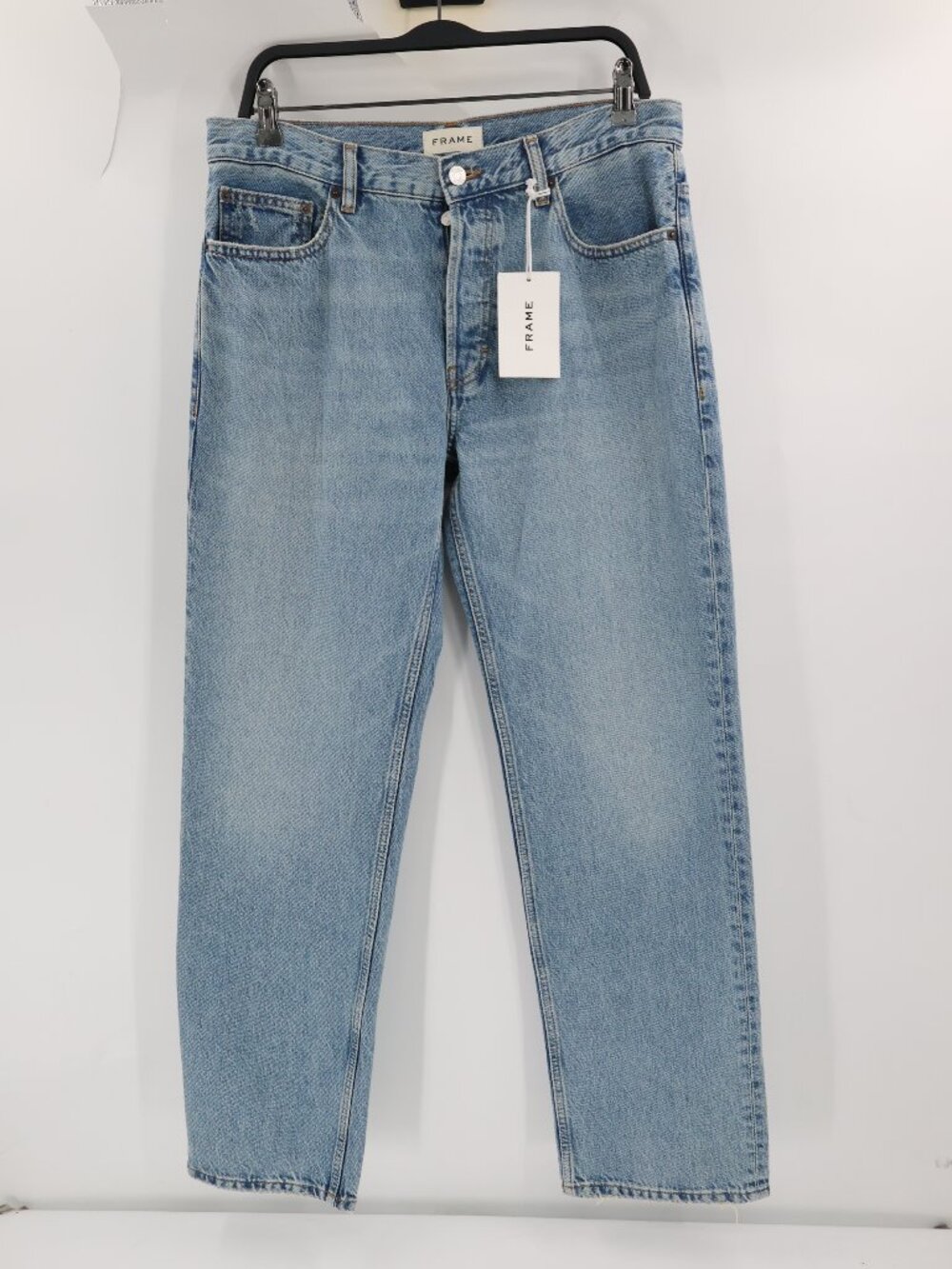 NWT FRAME Denim Jeans Mens 31 L32 Relaxed Jefferson Straight Leg Button Fly blue